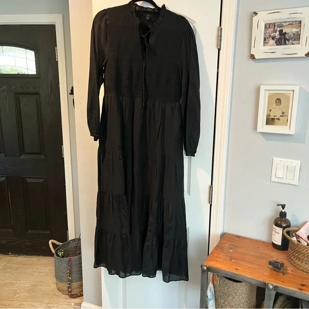 ~J. Crew~ Smocked long-Sleeve Boho Midi Dress